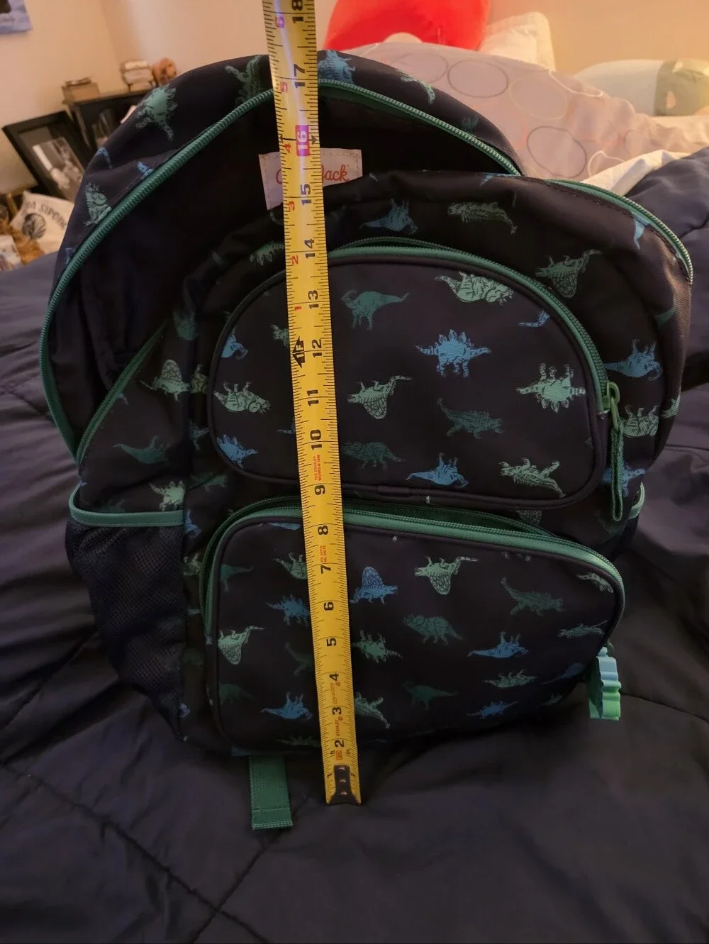Cat & Jack Navy Kids Backpack with Teal Dinosaur Print